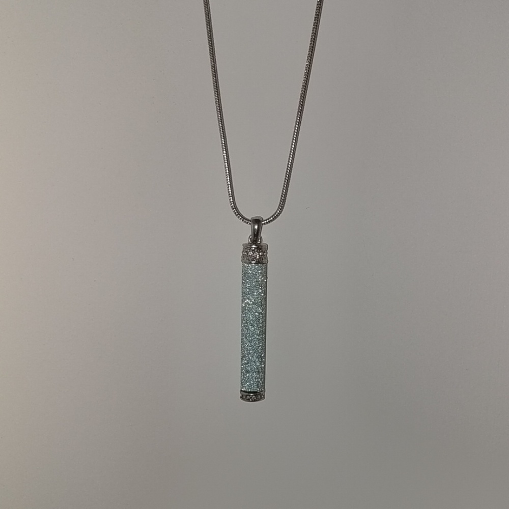 Long Silver Pendant Necklace